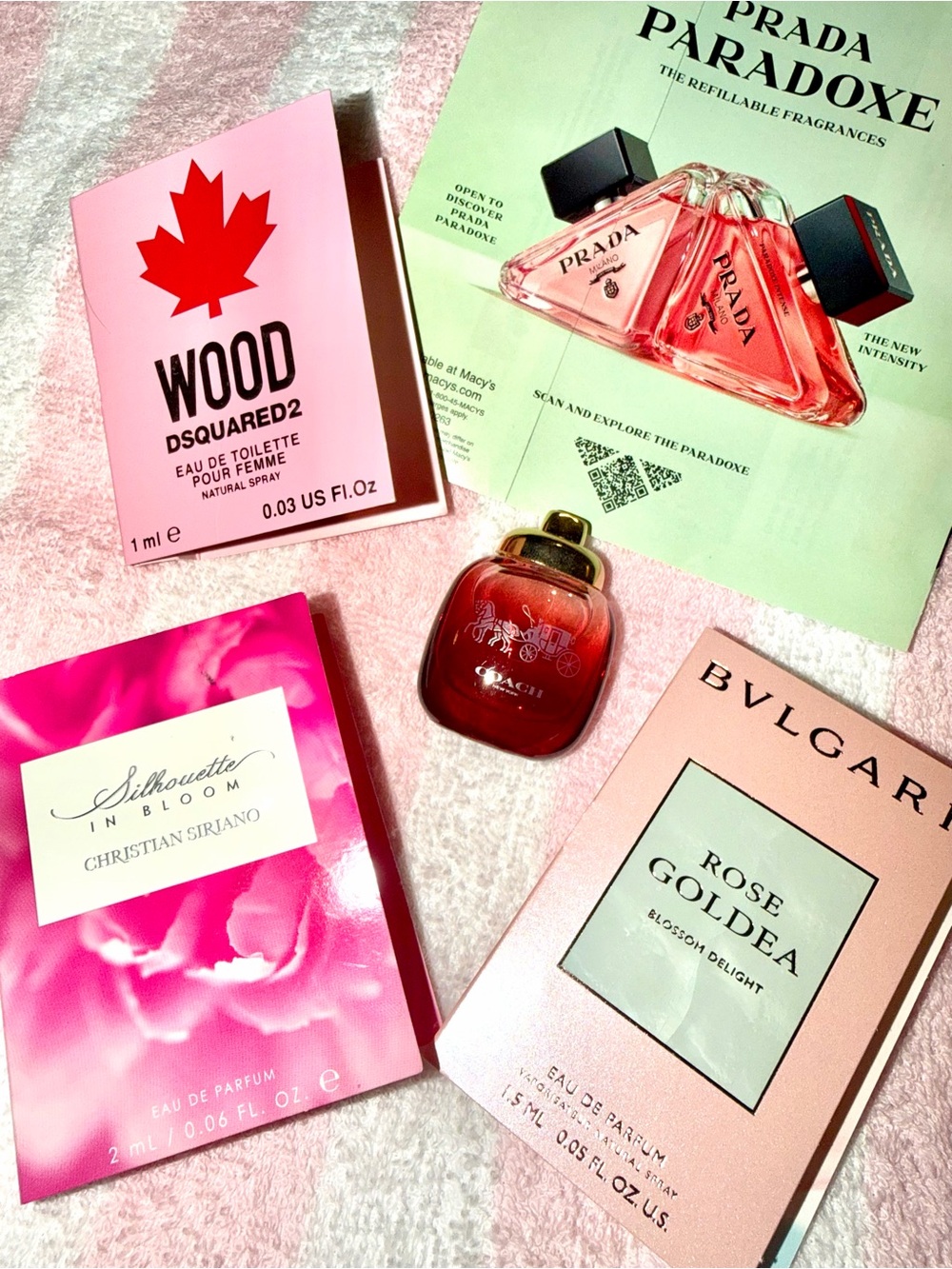 Various fragrances goody sample bag.